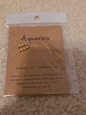 Aquarius Gold Zodiac Pendant Necklace